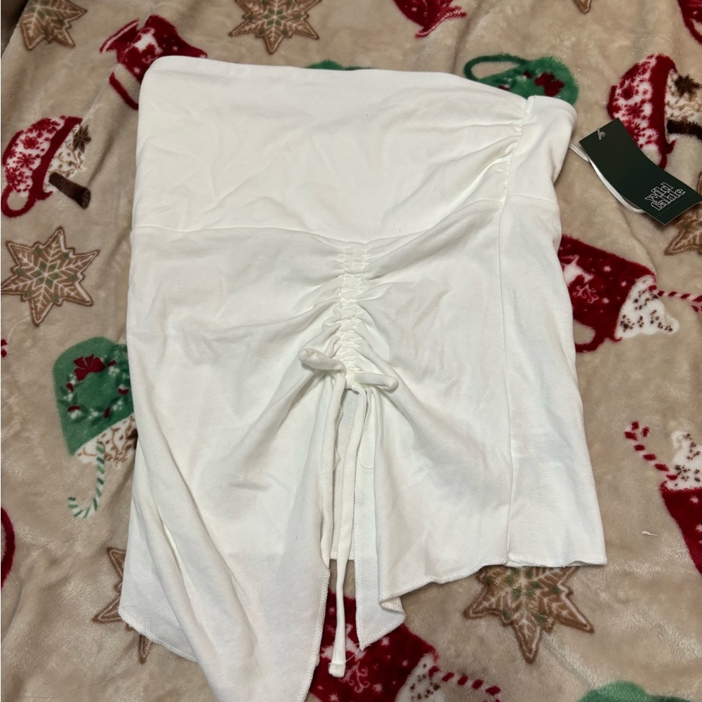Wild Fable White Ruched Crop Top